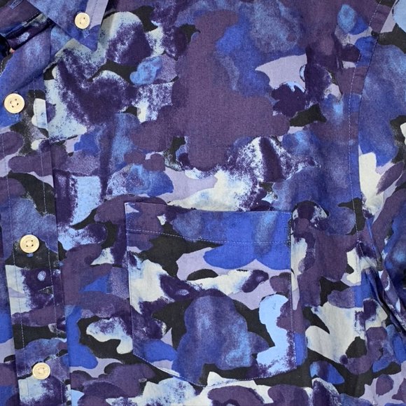 J. Crew Watercolor Blue Camo Print Slim Fit Button - Picture 5 of 12